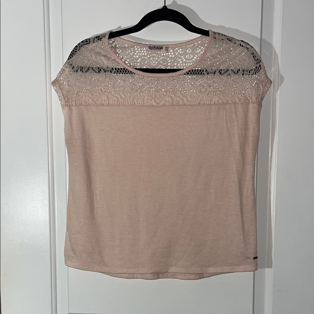 Garage Women's Blush Lace Short Sleeve Top